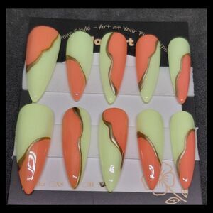 🔴SALE SET🔴Yellow And Orange Hard Gel Press On Nails